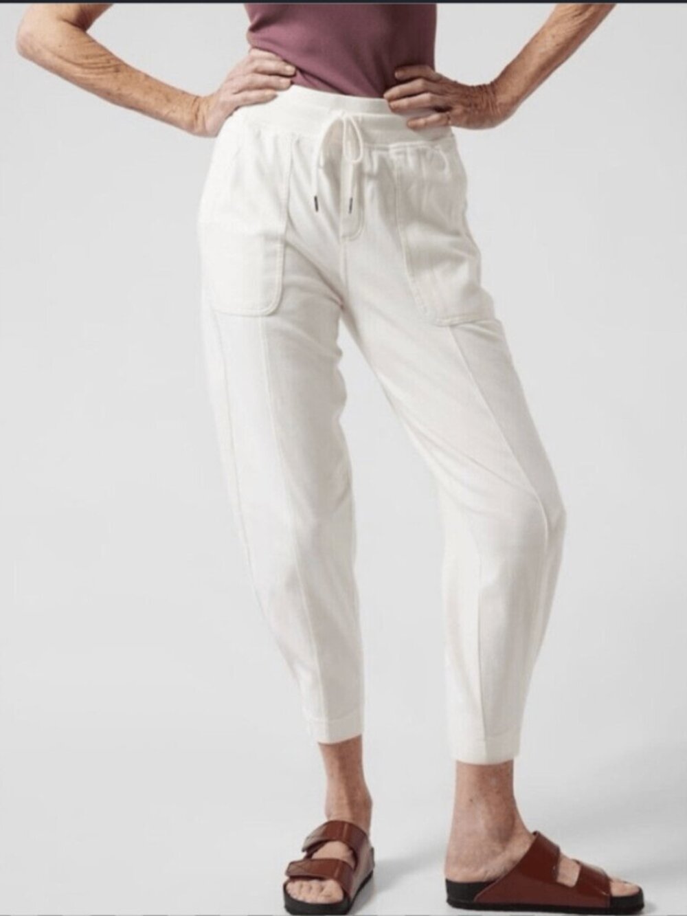 Athleta Farallon Weekender Pants, Womens Size L, Magnolia White
